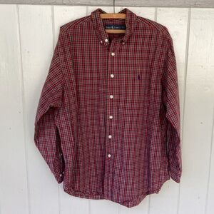Ralph Lauren button down SHIRT plaid Classic Fit red